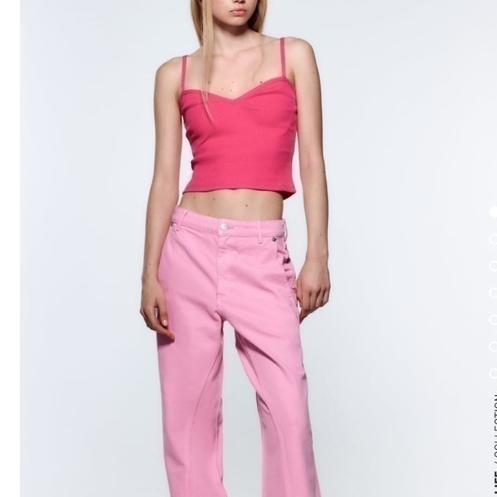 New Zara | Ribbed Pink Top